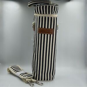 Tirrinia Insulated Wine Cooler Carrier Striped Zip Top Single Bottle NWOT